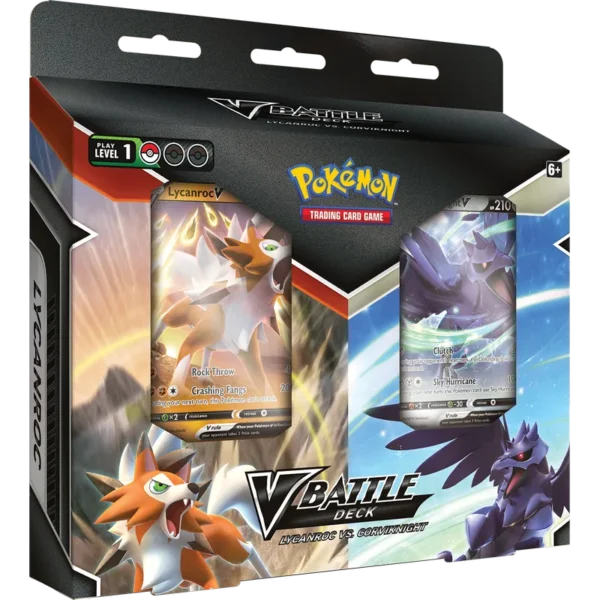 Pokémon TCG: V Battle Deck Lycanroc Corviknight Set z lewej