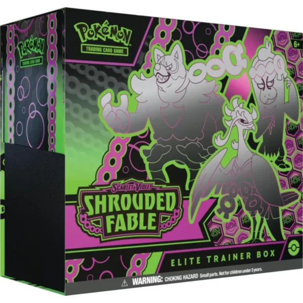 Pokemon TCG Scarlet and Violet Shrouded Fable Elite Trainer Box od lewej