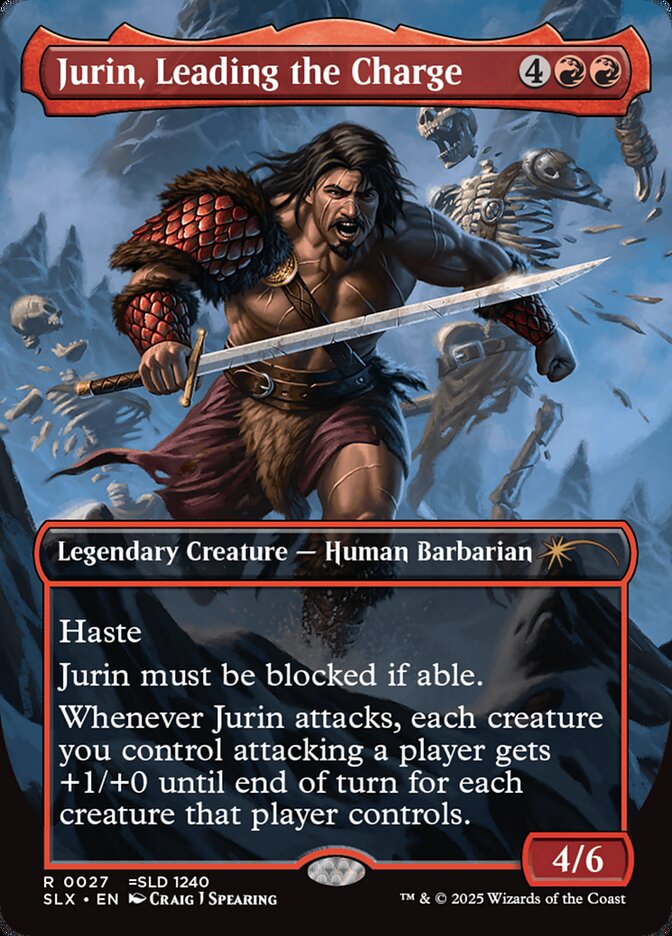 MTG Karta Jurin, Leading the Charge Legendary Creature - Human Barbarian Set: Universes Within