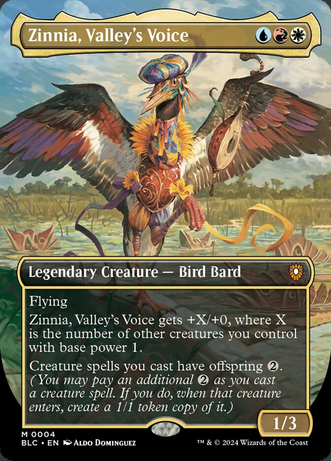 Zinnia, Valleys Voice Legendary Creature - Bird Bard MTG Card Set Bloomburrow