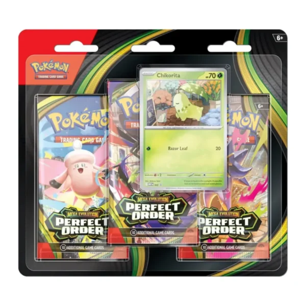 Pokemon Mega Evolution Perfect Order 3-pack Blister Chikorita